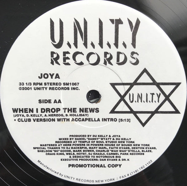 Joya - When I Drop The News / Joya's Theme (12"", Promo)