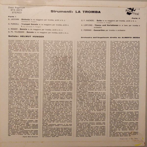 Helmut Hunger - Strumenti La Tromba (LP)