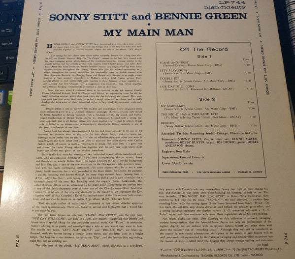 Sonny Stitt and Bennie Green - My Main Man (LP, Album, Promo)