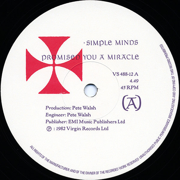 Simple Minds - Promised You A Miracle (12"", Single)