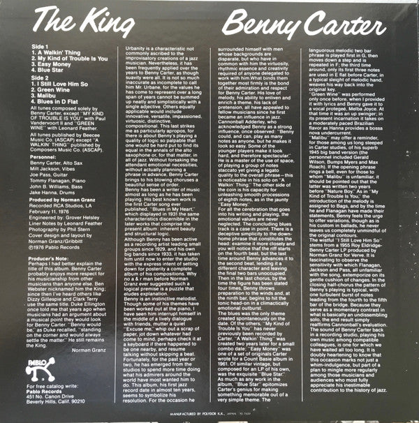 Benny Carter - The King (LP, Album)