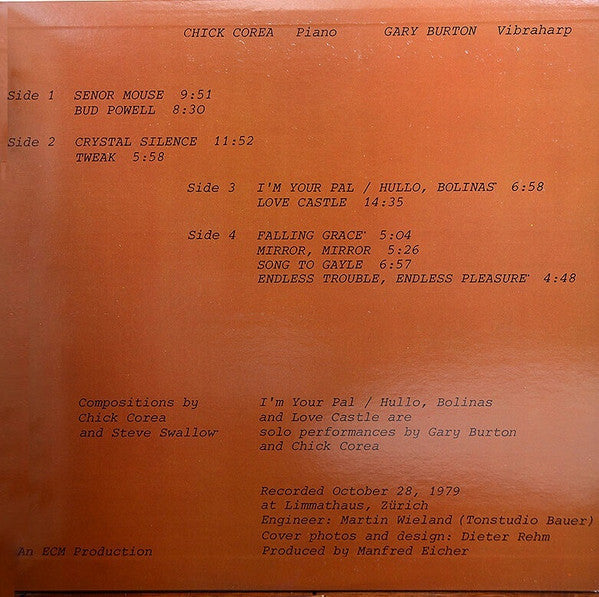 Gary Burton / Chick Corea - In Concert, Zürich, October 28, 1979(2x...