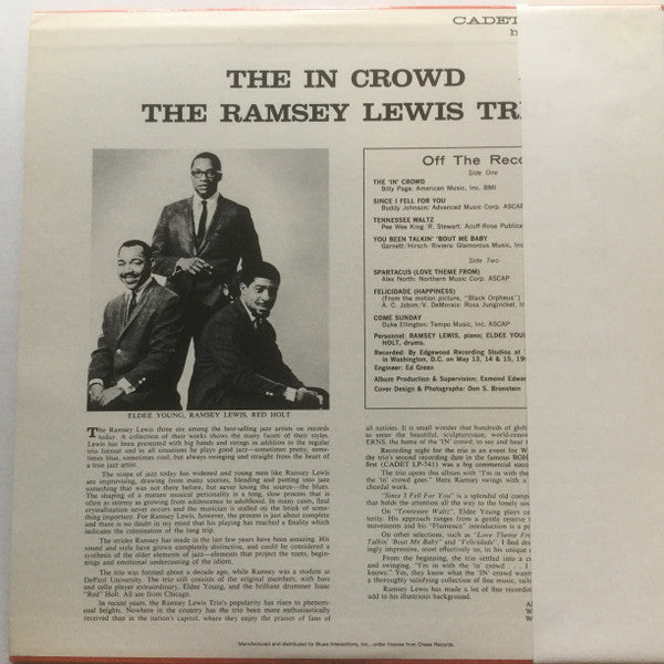 The Ramsey Lewis Trio - The In Crowd (LP, Album, RE)