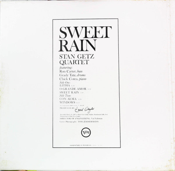 Stan Getz - Sweet Rain (LP, Album, RE, Gat)