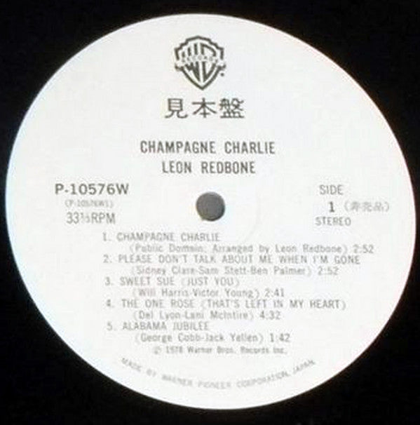 Leon Redbone - Champagne Charlie (LP, Album, Promo, Whi)