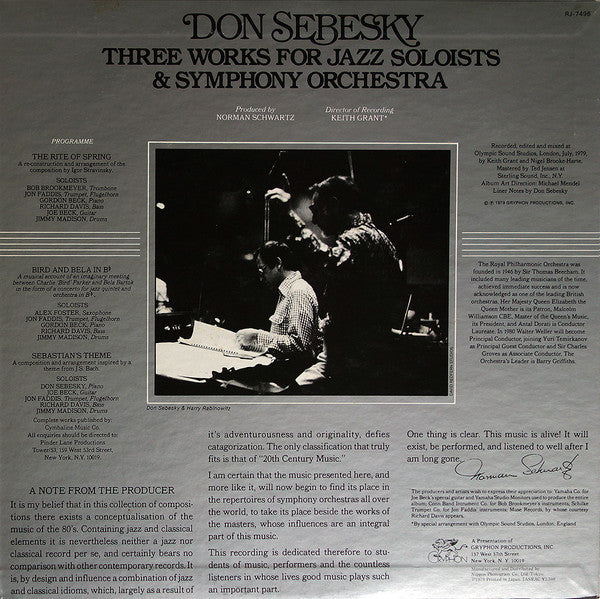 Don Sebesky - Three Works For Jazz Soloists & Symphony Orchestra(LP...