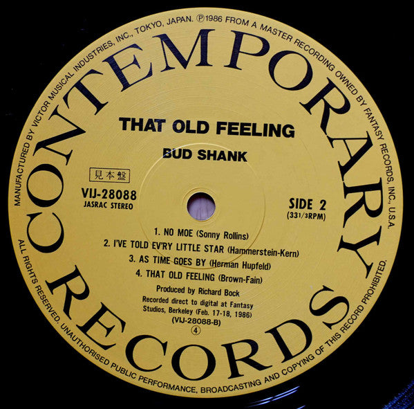 Bud Shank Quartet - That Old Feeling (LP, Promo, Dig)