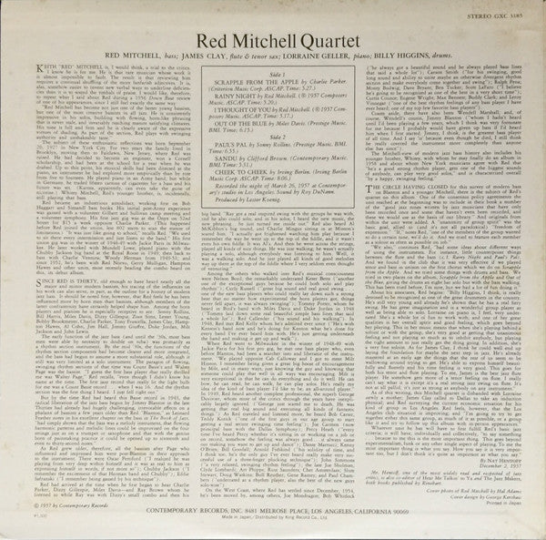 Red Mitchell Quartet - Red Mitchell Quartet(LP, Album, RE)