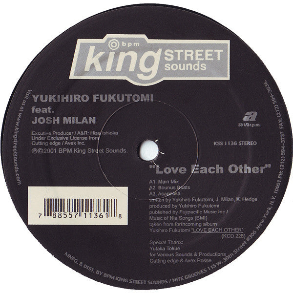 Yukihiro Fukutomi - Love Each Other / Play Back (12"")